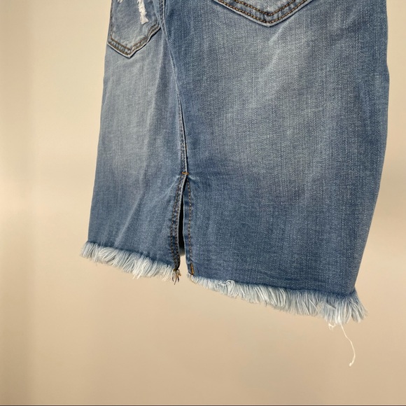 Fashion Nova Distressed Denim Medium Wash Skirt - Picture 4 of 6